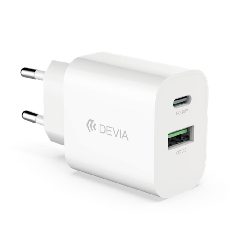 DEVIA RLC-389 SMART QC 3.0 + PD 20W HÁLÓZATI TÖLTŐFEJ - FEHÉR