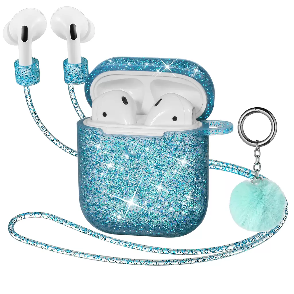 airpods 1-2 glitter kék