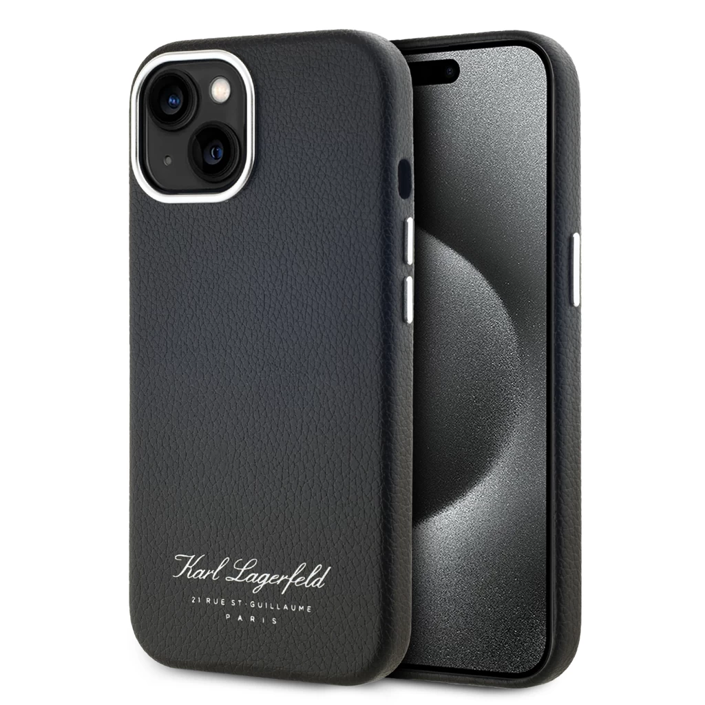 Karl Lagerfeld  Apple iPhone 13 bőrhatású tok - Fekete
